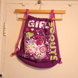 Purple Girl Scouts  drawstring backpack bag
